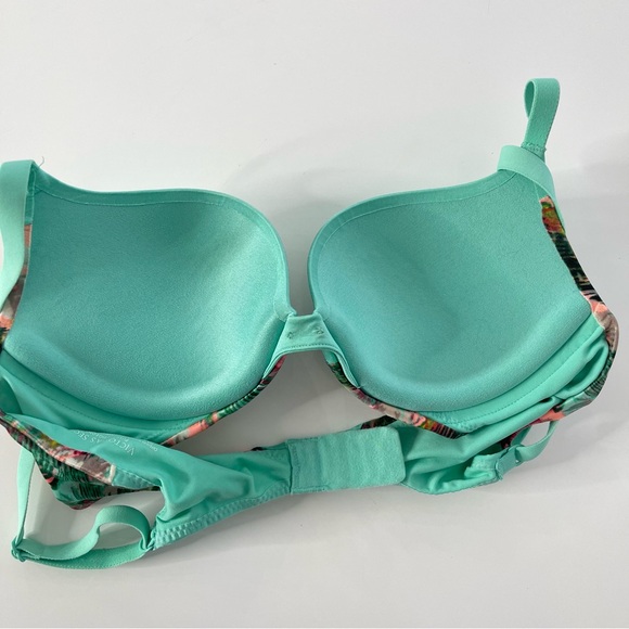 Victoria’s Secret Abstract Tropical Sea Green Push Up Underwire Bra 32A - Picture 5 of 6